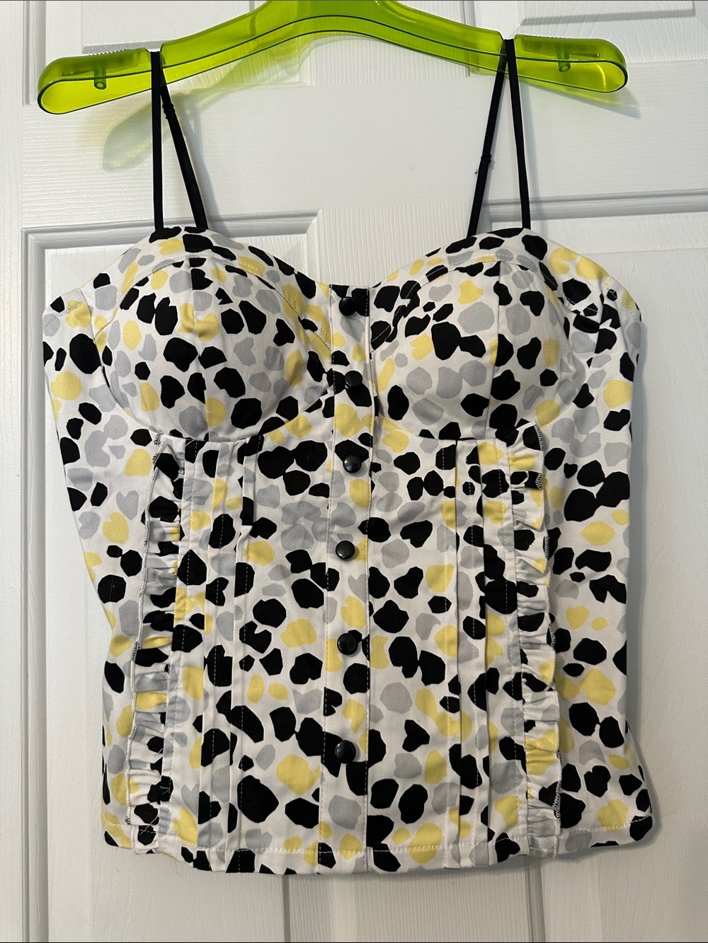My Michelle Black, White & Yellow Spotted Bustier Camisole